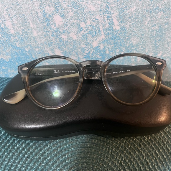 Ray-Ban Optics RB2180-V 5540 Unisex Polished Gray Havana Round Eyeglasses Frame - Picture 3 of 16